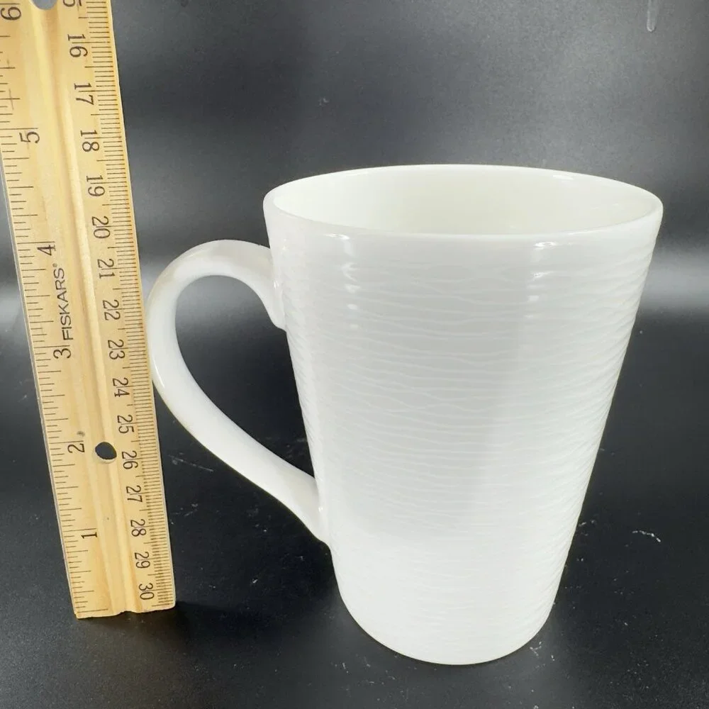 Noritake Colorscapes White‎ Wow Swirl Coffee Mug Cup Ceramic Set Of 2 Indonesia